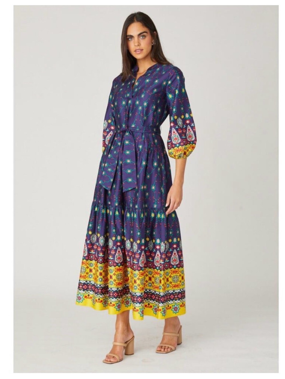 Shoshanna  Clare Dress - Lemon/Navy Multi